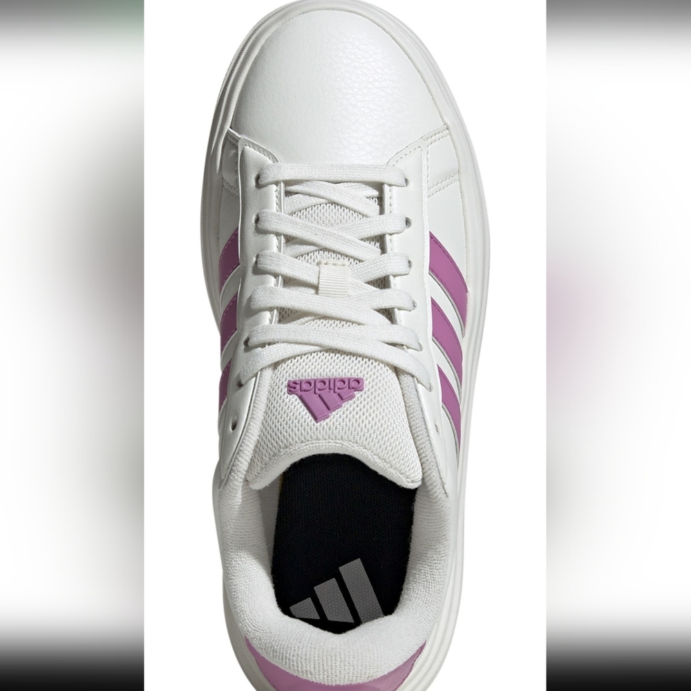adidas White Platform Sneaker with Pink Stripes - Picture 4 of 8